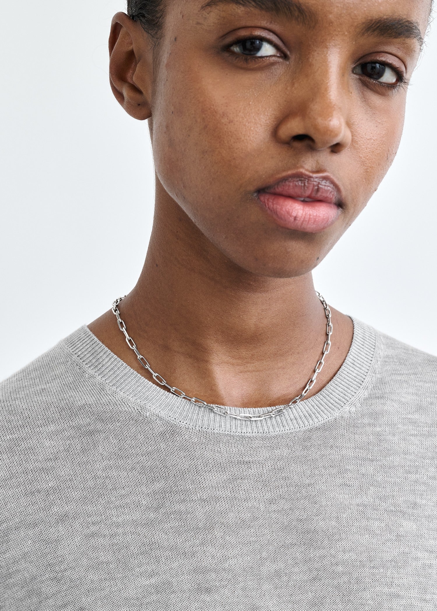 Tee Knit, Grey Melange, T-Shirt - Lindner Fashion