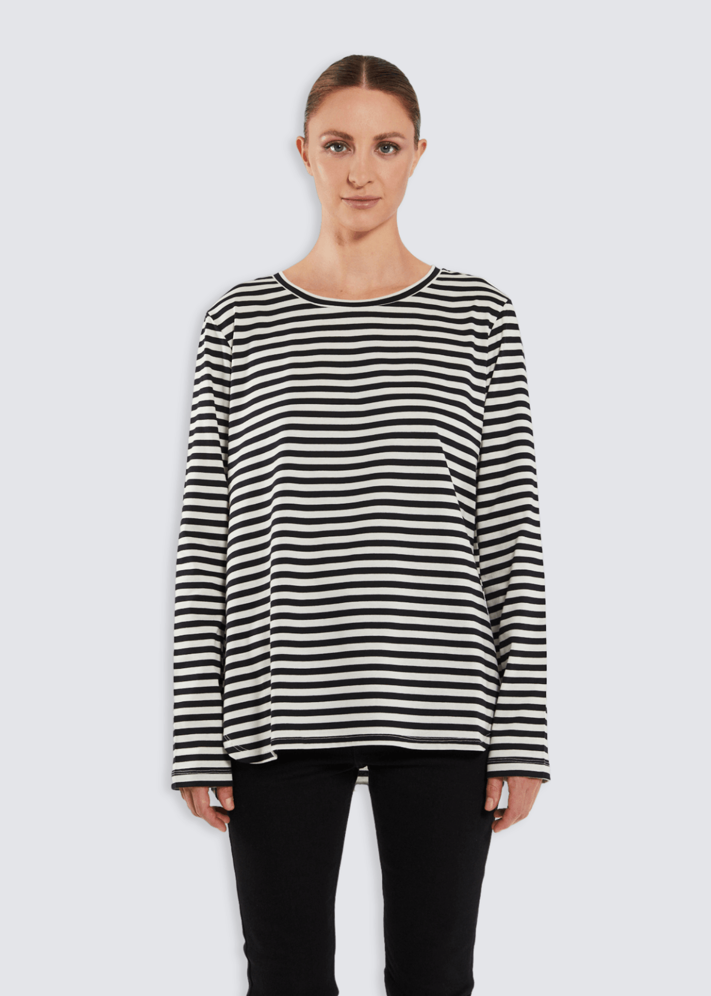 Teresa, Blue/White Stripes, Longsleeve - Lindner Fashion