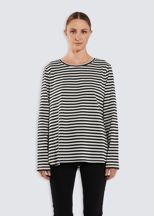 Teresa, Blue/White Stripes, Longsleeve - Lindner Fashion