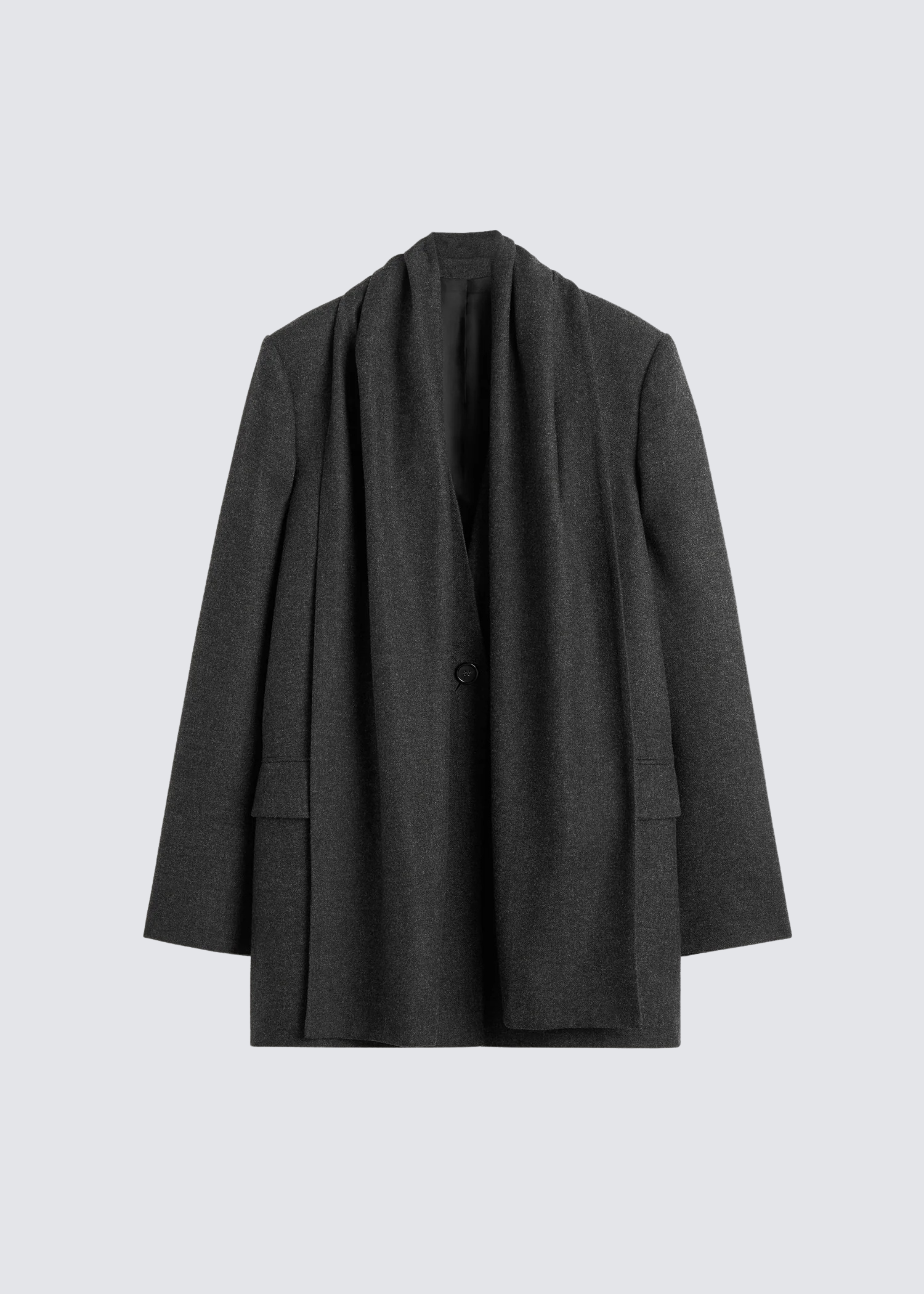 toteme dunkelgrauer Blazer aus viskose-flannel-material - flatshot von vorn 1