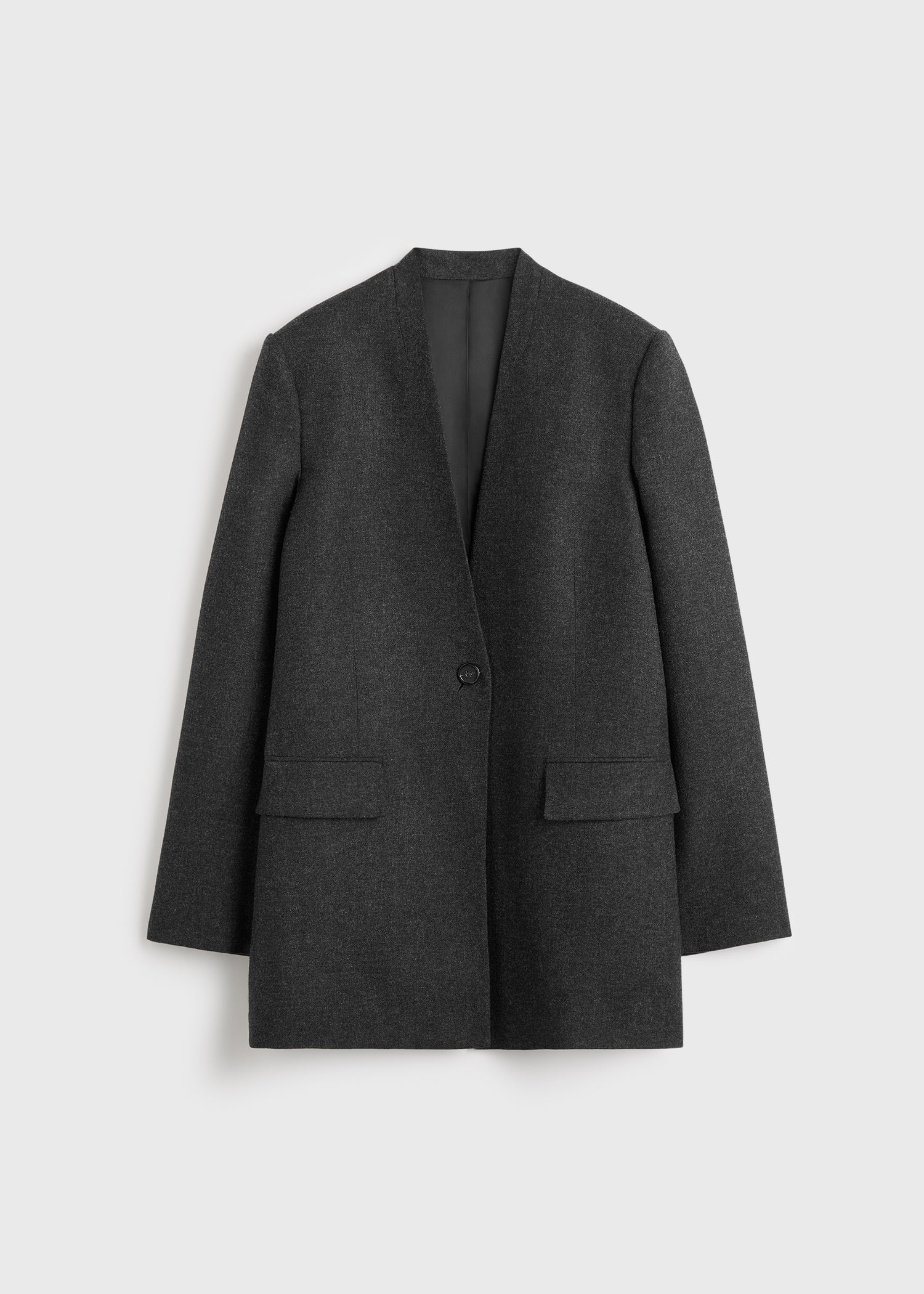 toteme dunkelgrauer Blazer aus viskose-flannel-material - flatshot von vorn 2