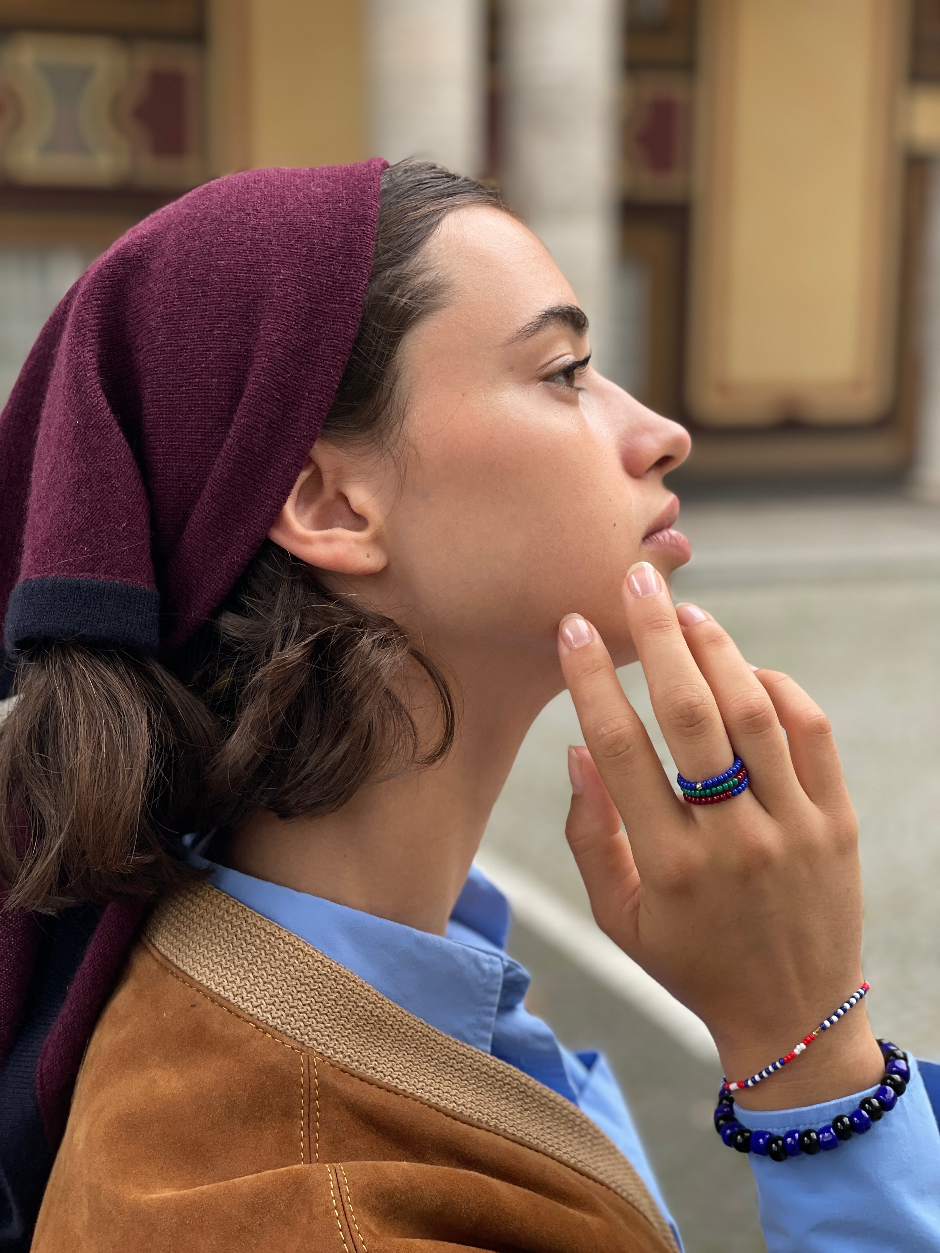 Triangle Duo, Bordeaux/Navy, Schal - Lindner Fashion