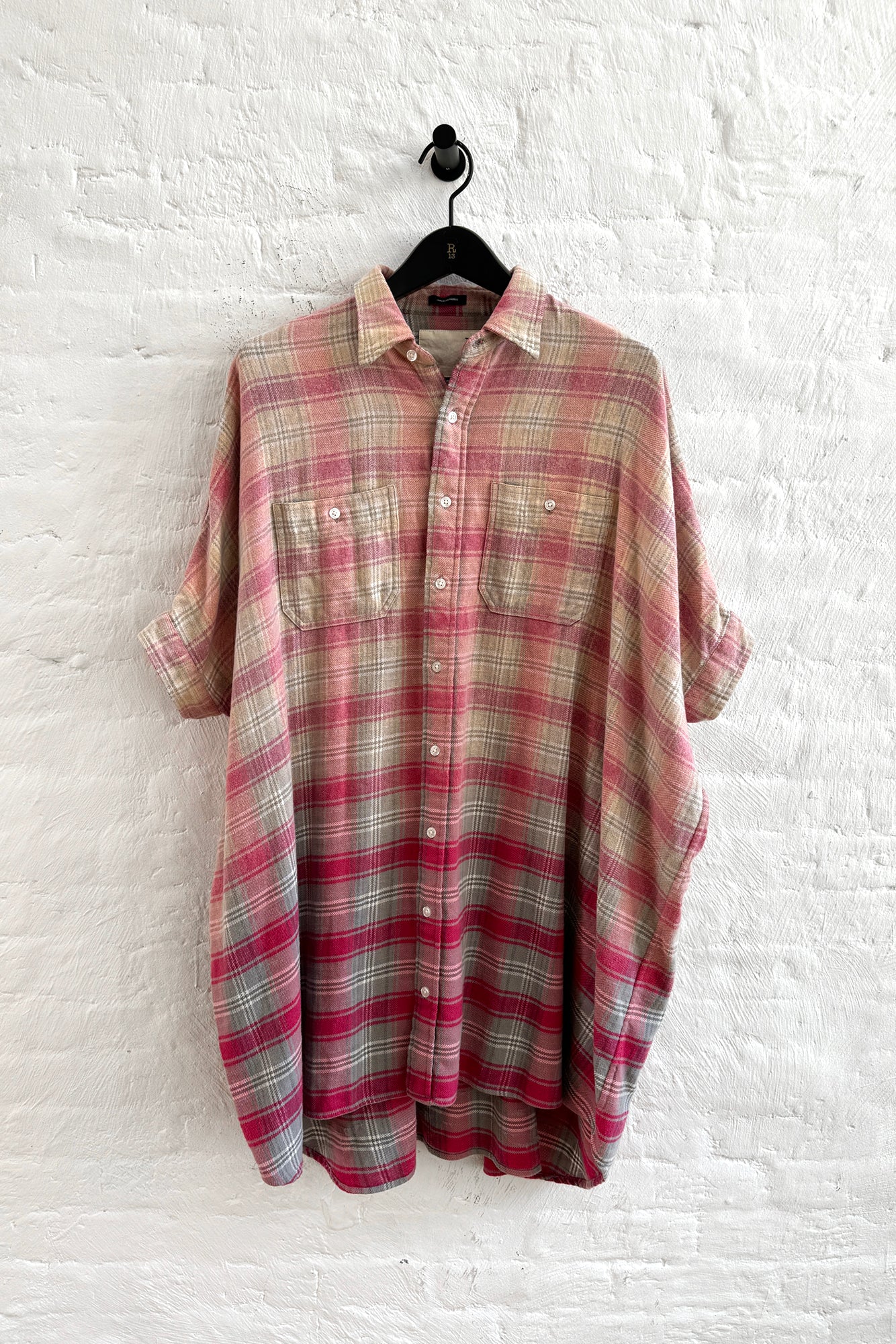 Plaid Oversized, Pink/Grey/Plaid, Dress