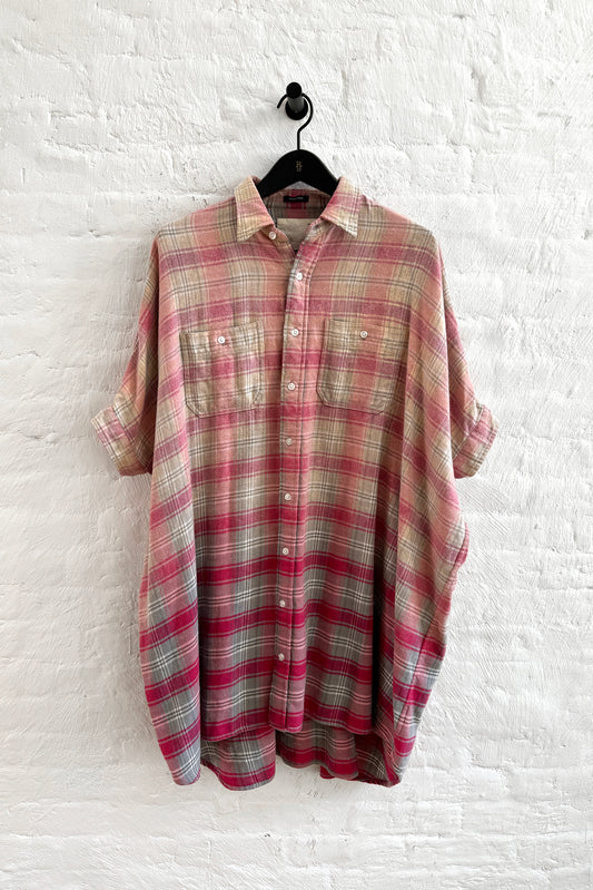 Plaid Oversized, Pink/Grey/Plaid, Dress