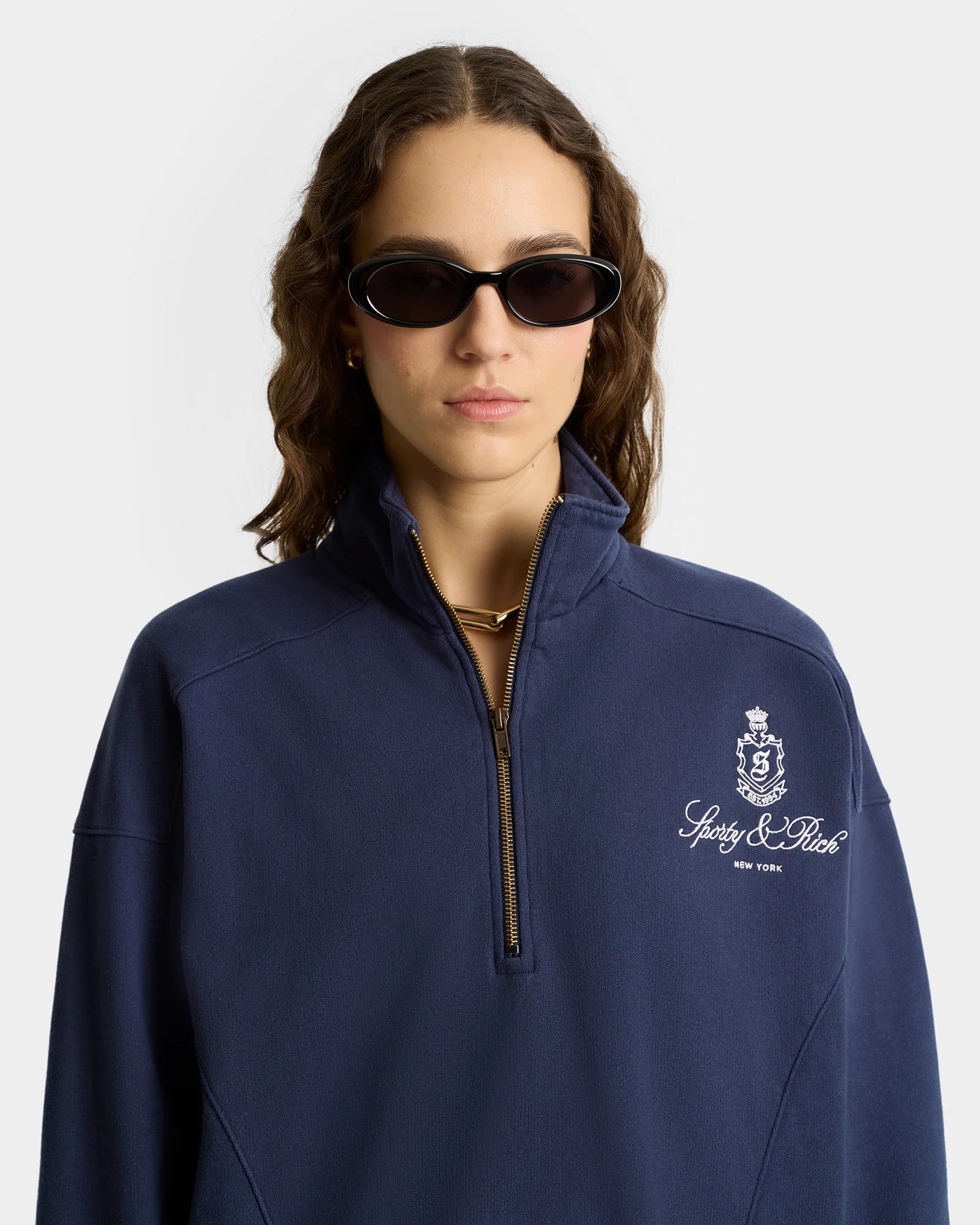 Vendome Embroidered, Dark Navy, Sweatshirt - Lindner Fashion
