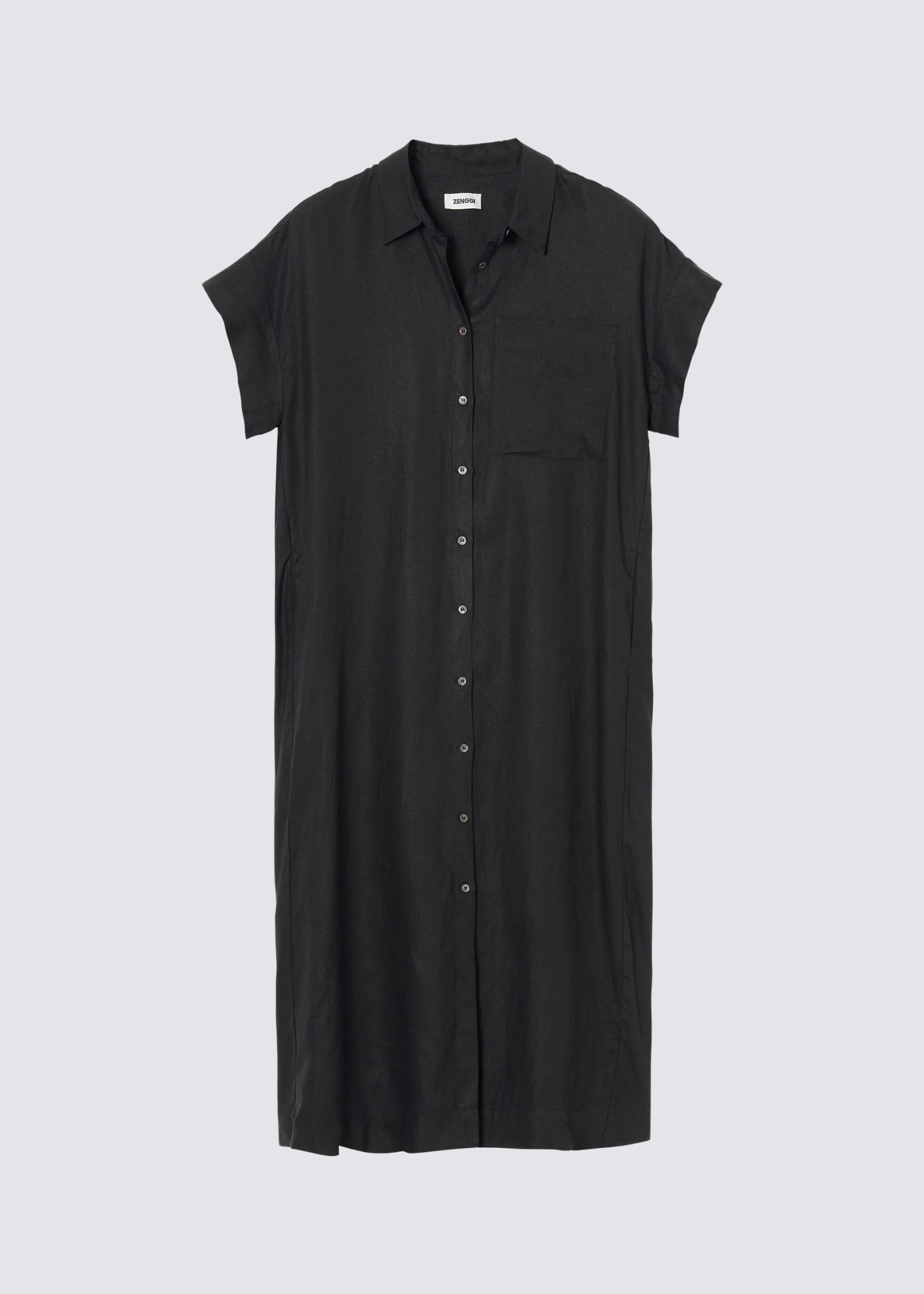 Washed Linen, Black, Kleid - Lindner Fashion