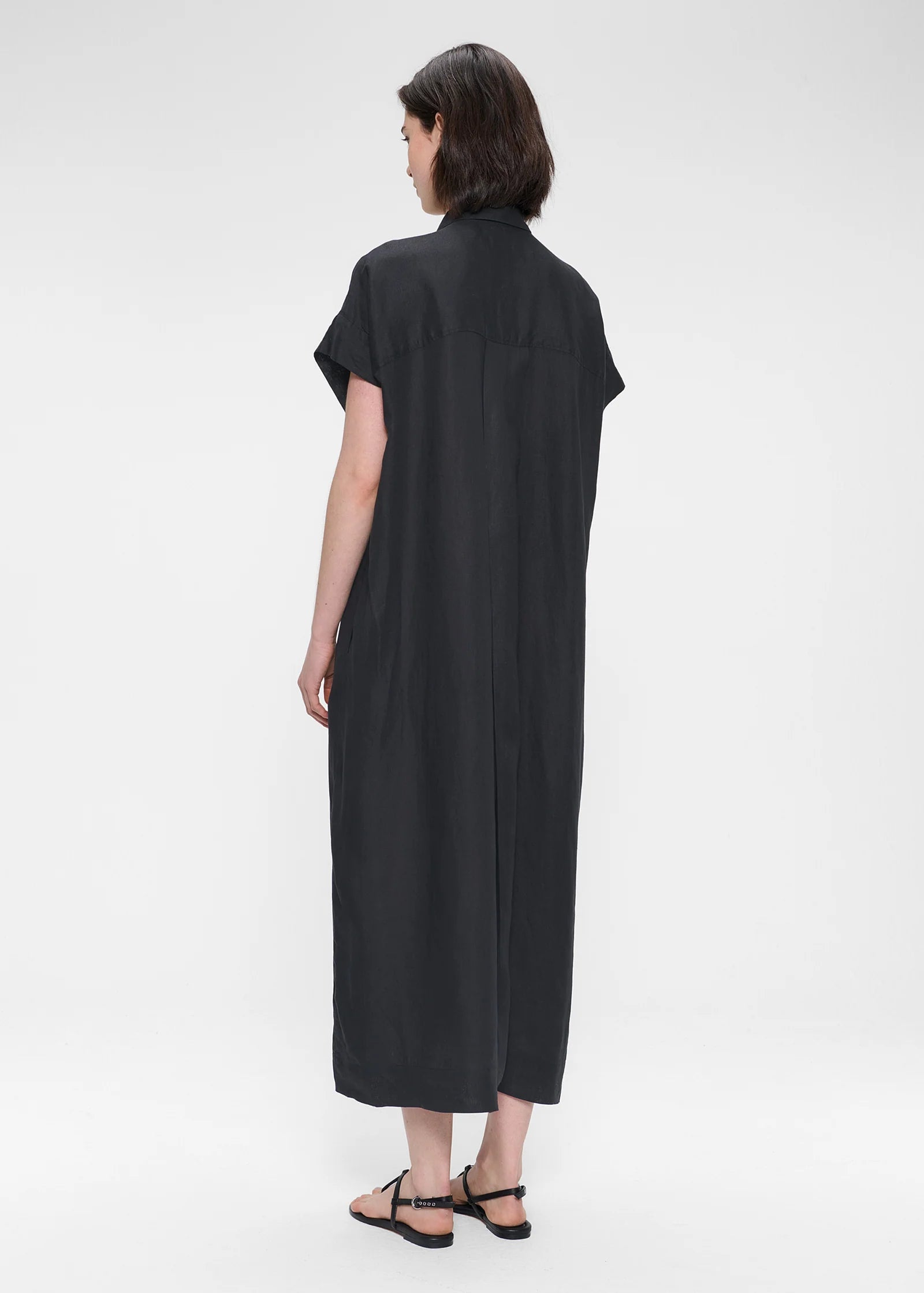 Washed Linen, Black, Kleid - Lindner Fashion