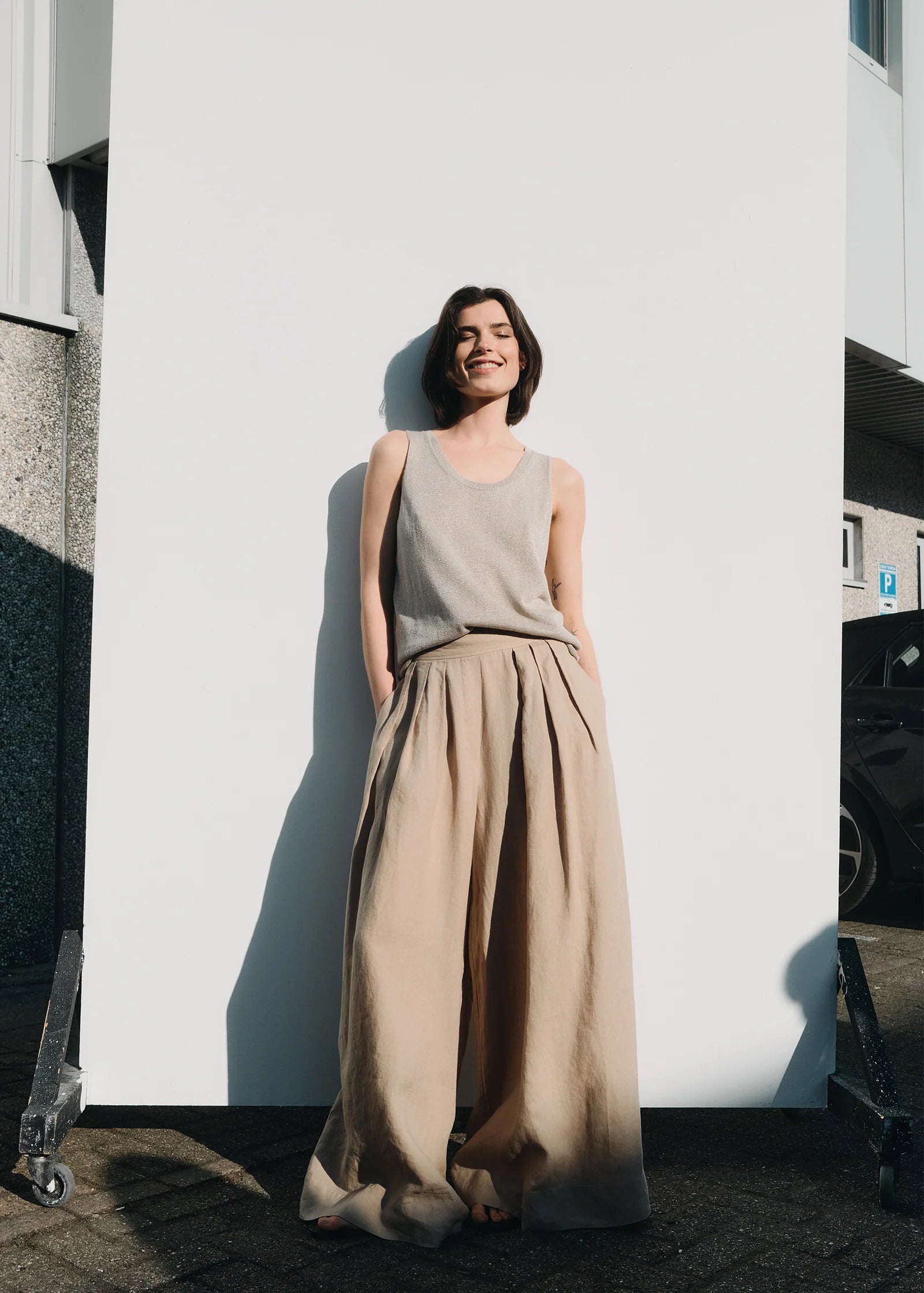 Washed Linen, Marble, Hose - Lindner Fashion