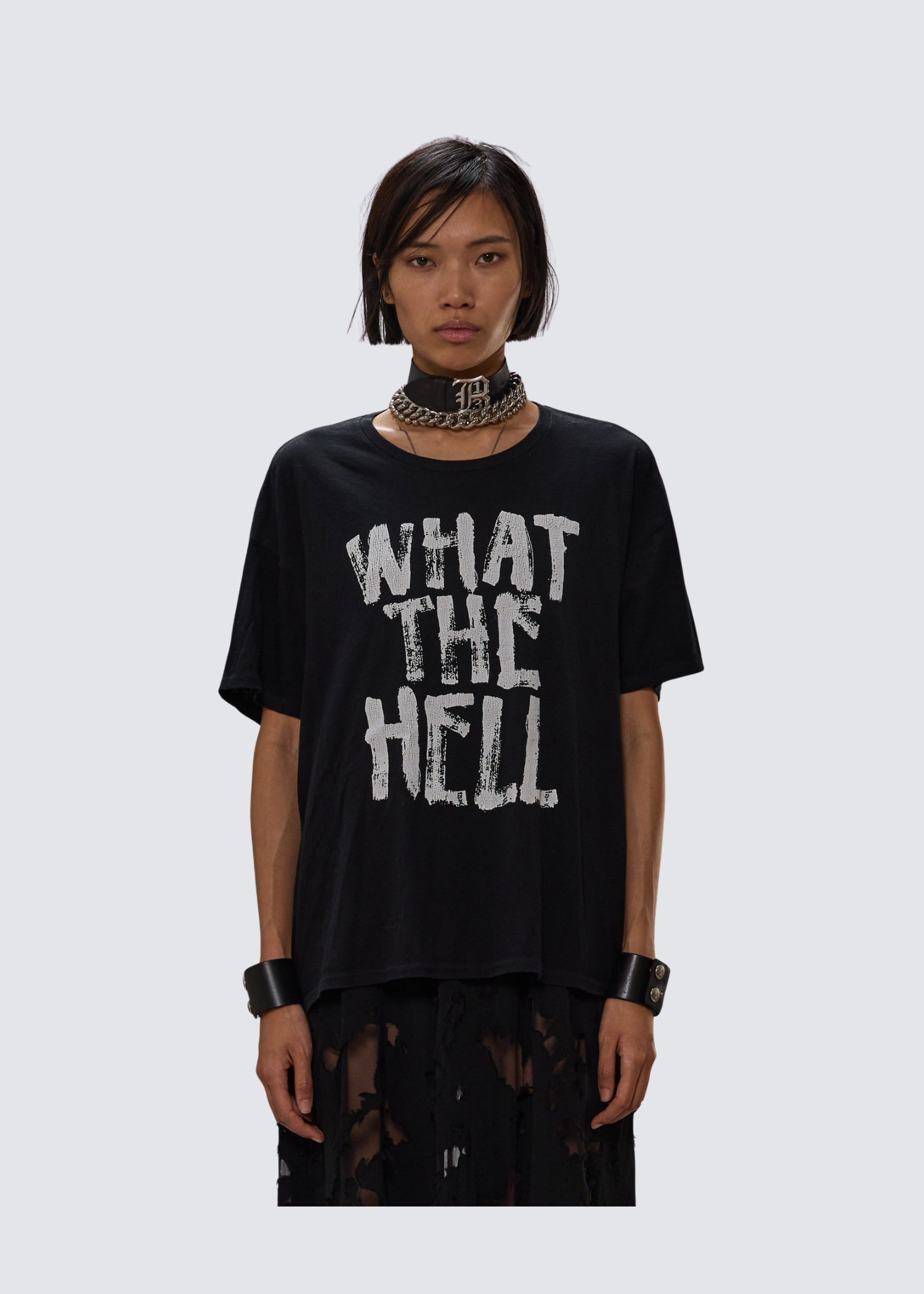 What the Hell, Black/White, Relaxed T-Shirt - Lindner Fashion