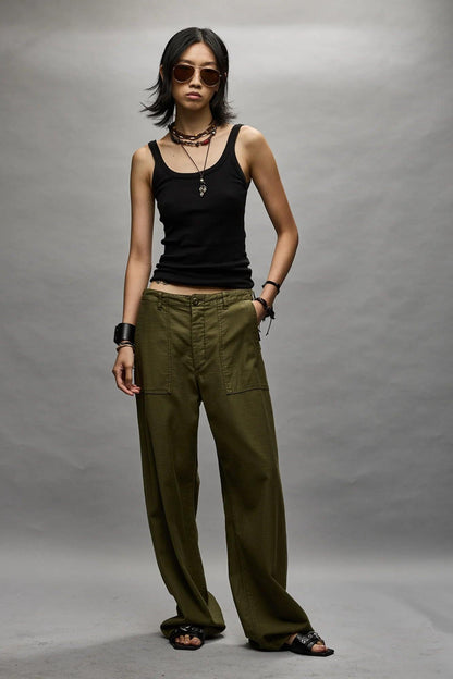 Wide Leg Utility, Olive, Pants - Lindner Fashion