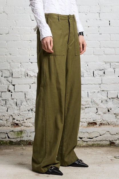 Wide Leg Utility, Olive, Pants - Lindner Fashion