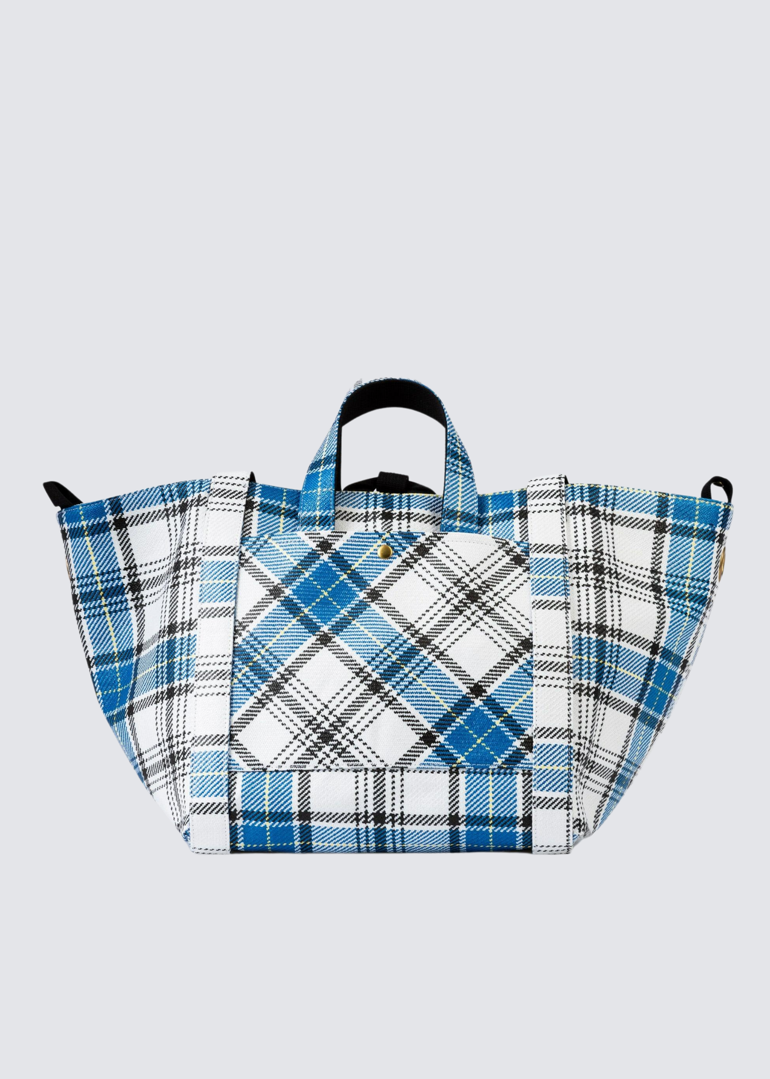 William Fan, Fan Bag L, Blue/White Checked, Bag - Lindner Fashion