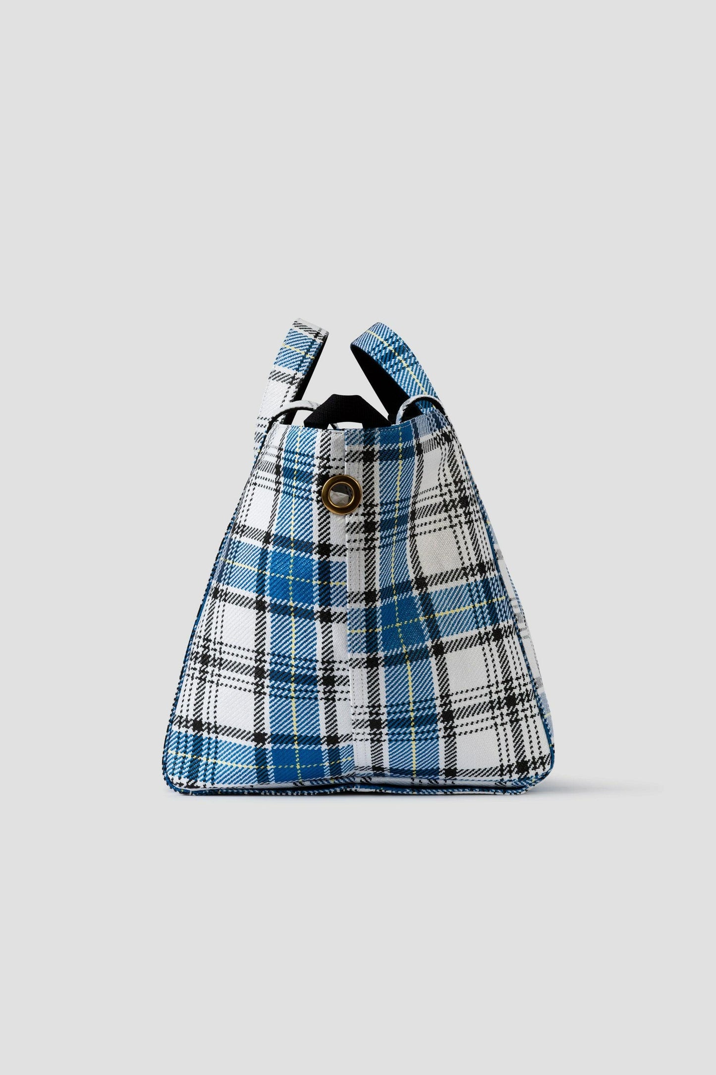 William Fan, Fan Bag L, Blue/White Checked, Bag - Lindner Fashion