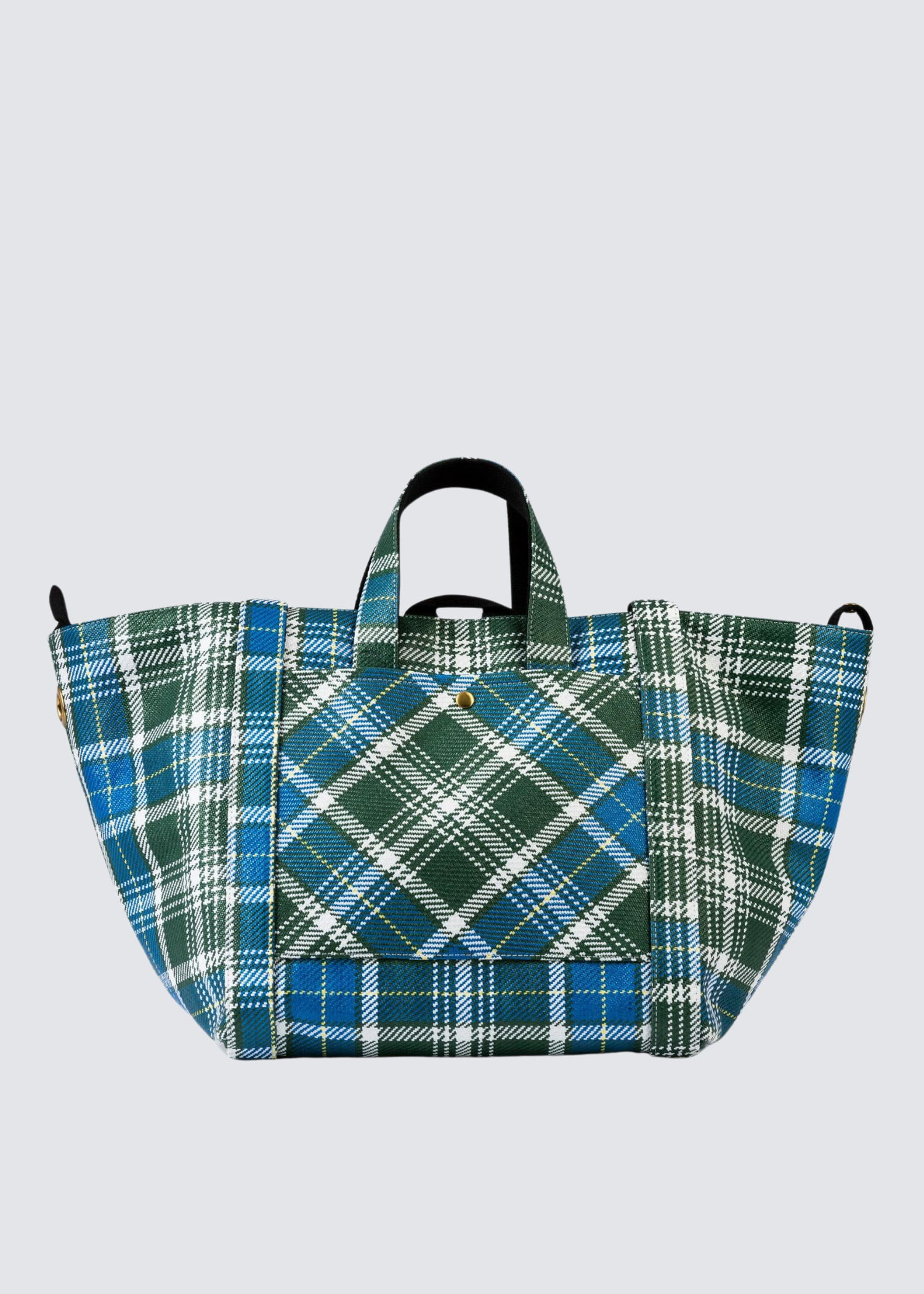 William Fan, Fan Bag L, Green/Blue Checked, Bag - Lindner Fashion