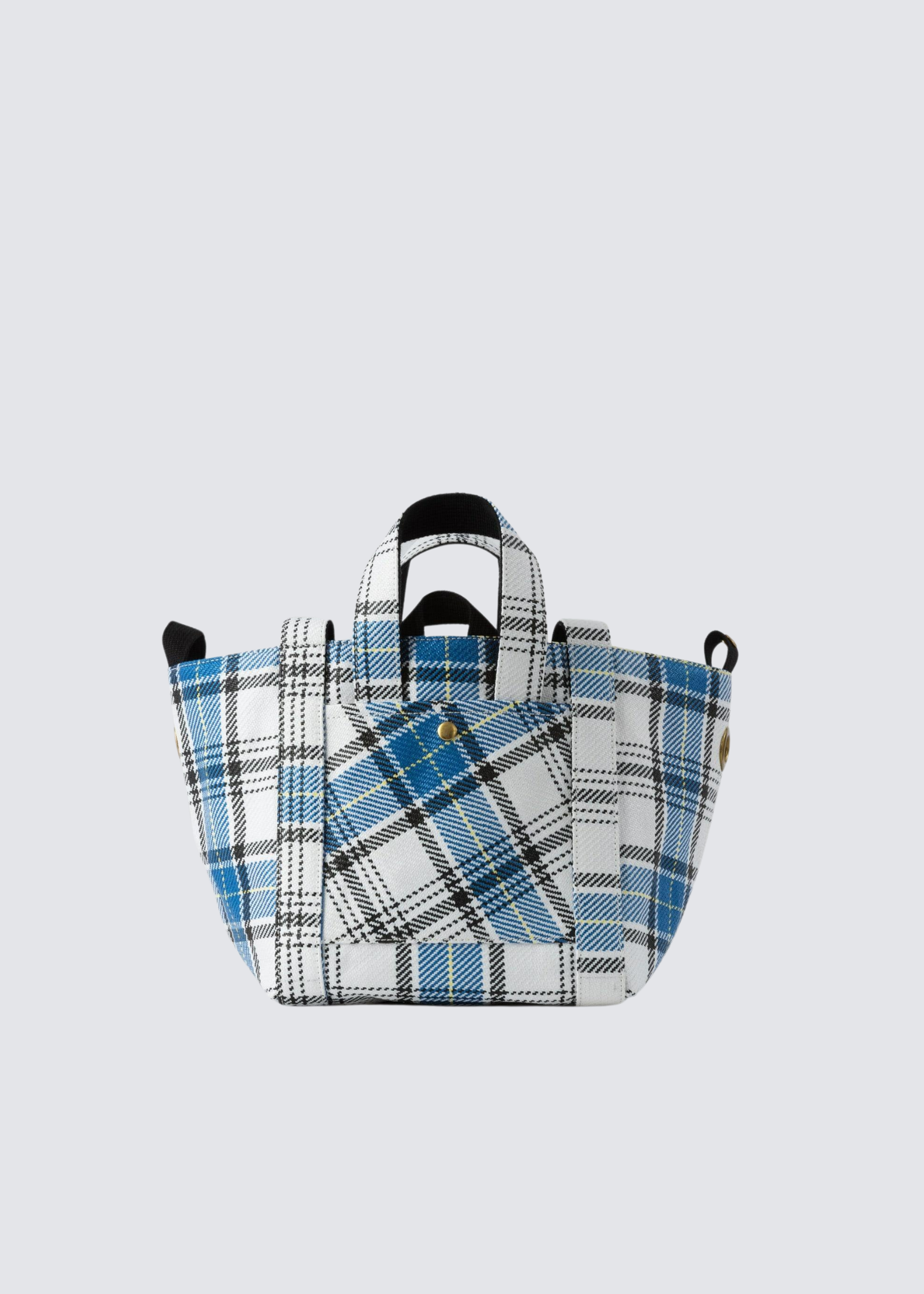 William Fan, Fan Bag S, Blue/White Checked, Bag - Lindner Fashion