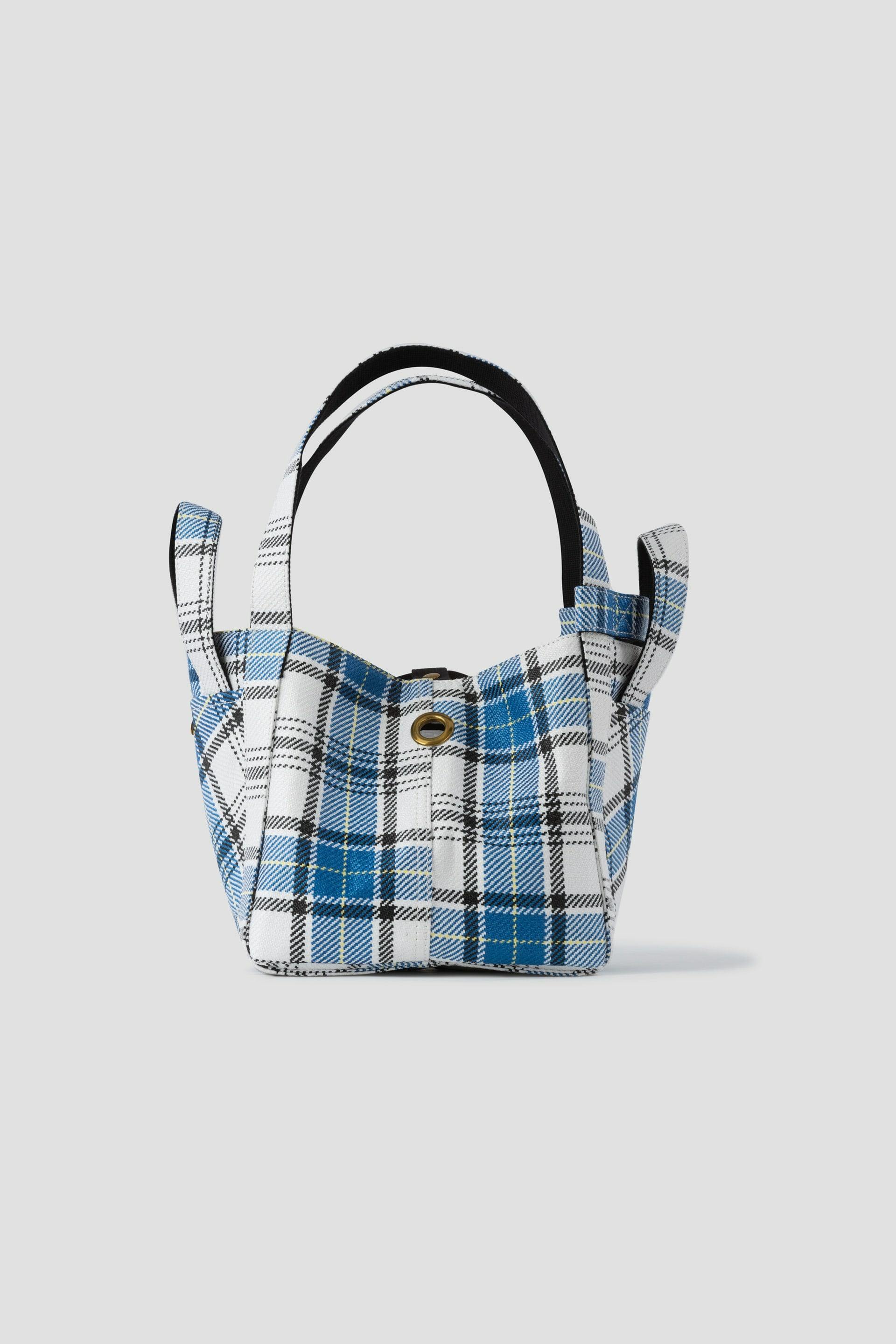 William Fan, Fan Bag S, Blue/White Checked, Bag - Lindner Fashion