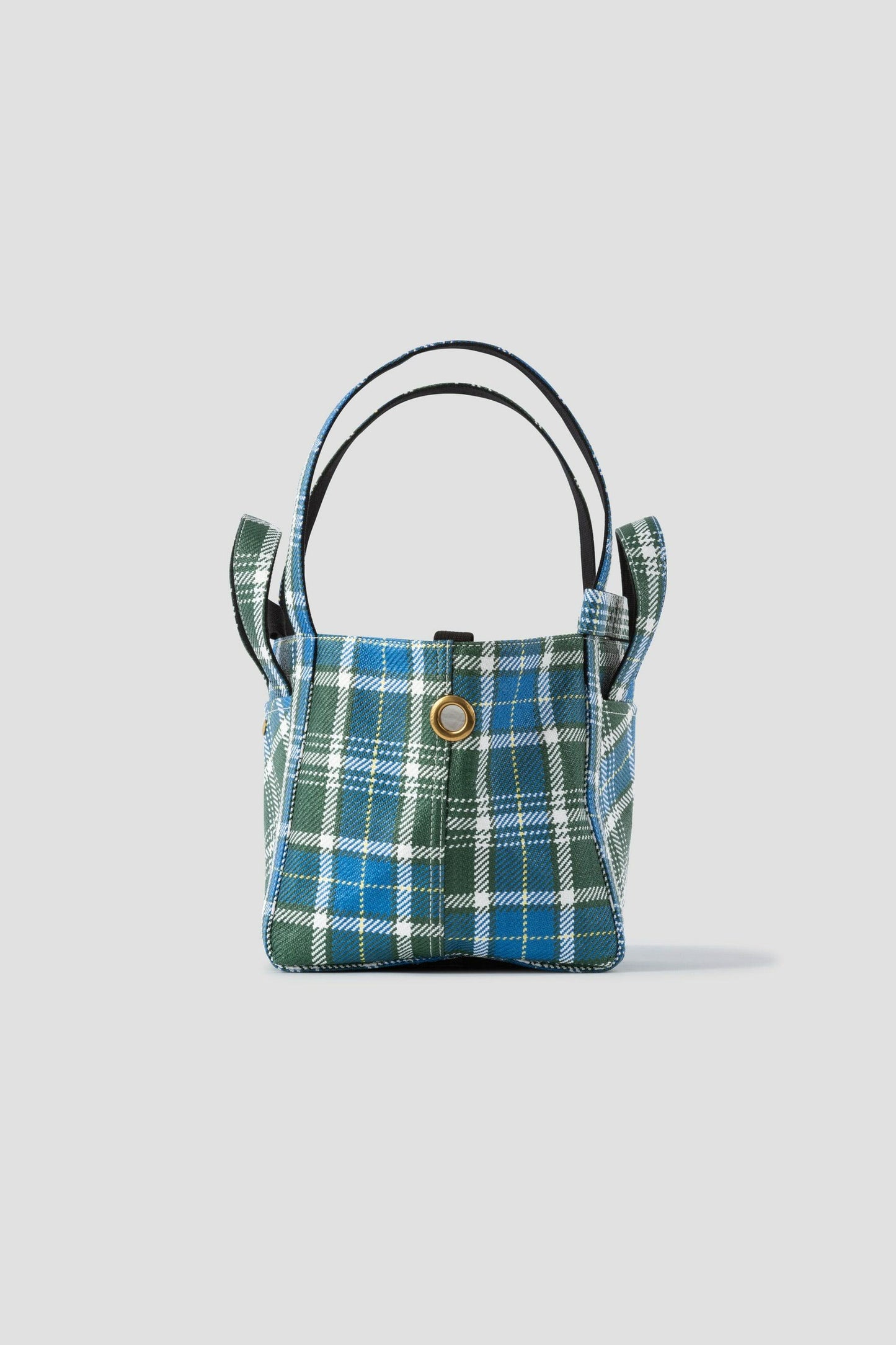 William Fan, Fan Bag S, Green/Blue Checked, Bag - Lindner Fashion