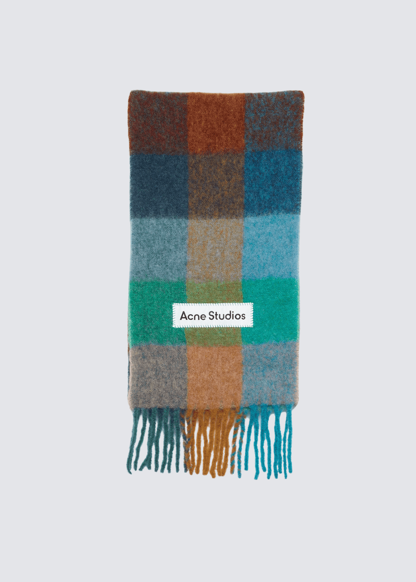 Woll-Mohair-Schal, Turq/Camel/Blue, Scarf - Lindner Fashion