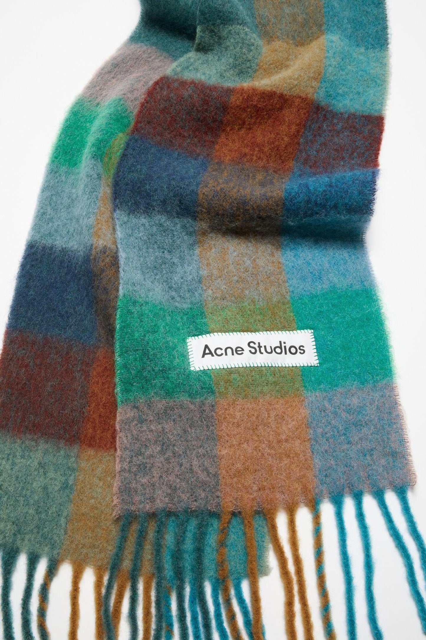 Woll-Mohair-Schal, Turq/Camel/Blue, Scarf - Lindner Fashion