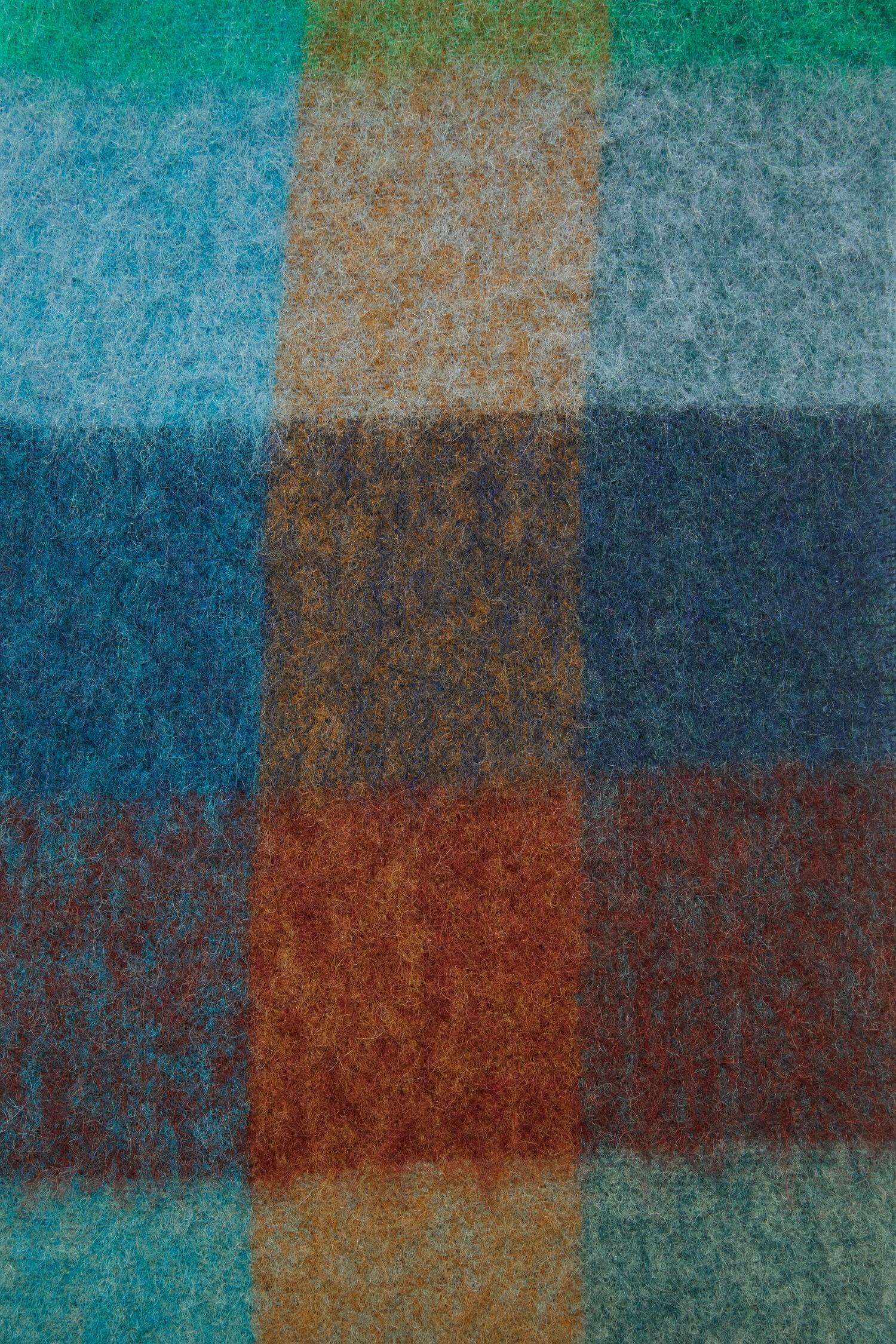 Woll-Mohair-Schal, Turq/Camel/Blue, Scarf - Lindner Fashion