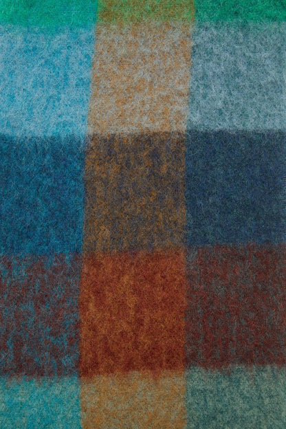 Woll-Mohair-Schal, Turq/Camel/Blue, Scarf - Lindner Fashion