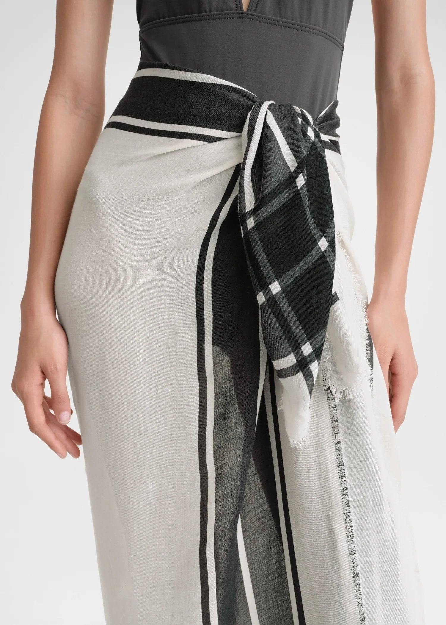 Wool Silk Blanket, Black, Scarf - Lindner Fashion