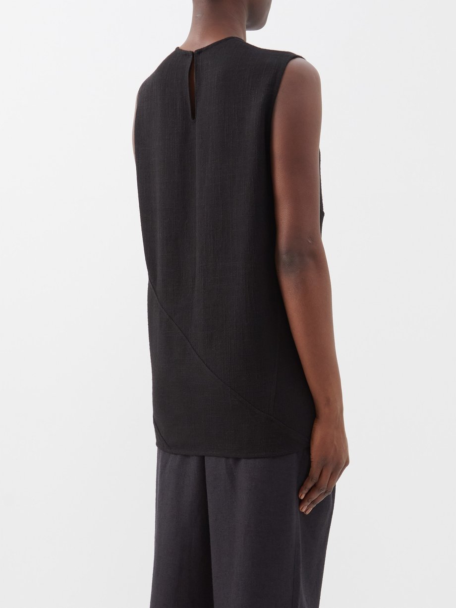 Twisted Sleeveless Top, Black, Top 