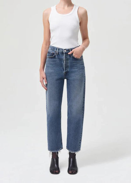 90's Crop, Mid Rise Straight, Oblique, Jeans - Lindner Fashion