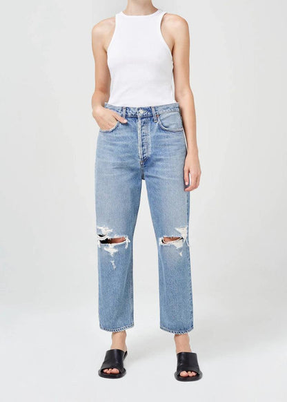 90's Crop, Mid Rise Straight, Suspend, Jeans - Lindner Fashion