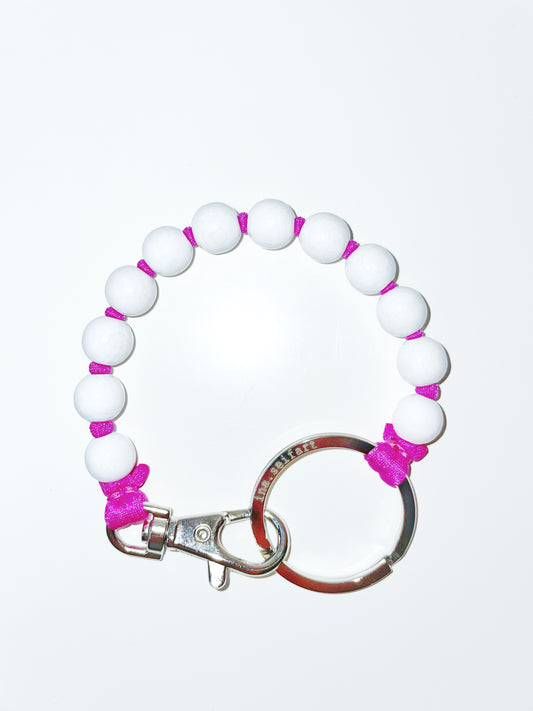 Perlen Key-Holder Weiss-Pink