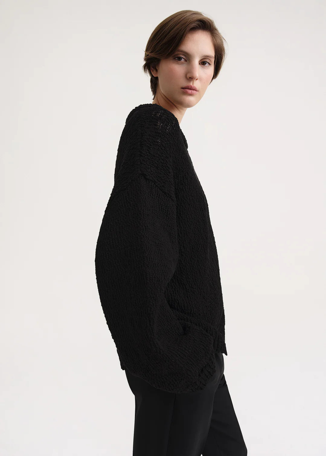Structured Knit, Black, Sweater