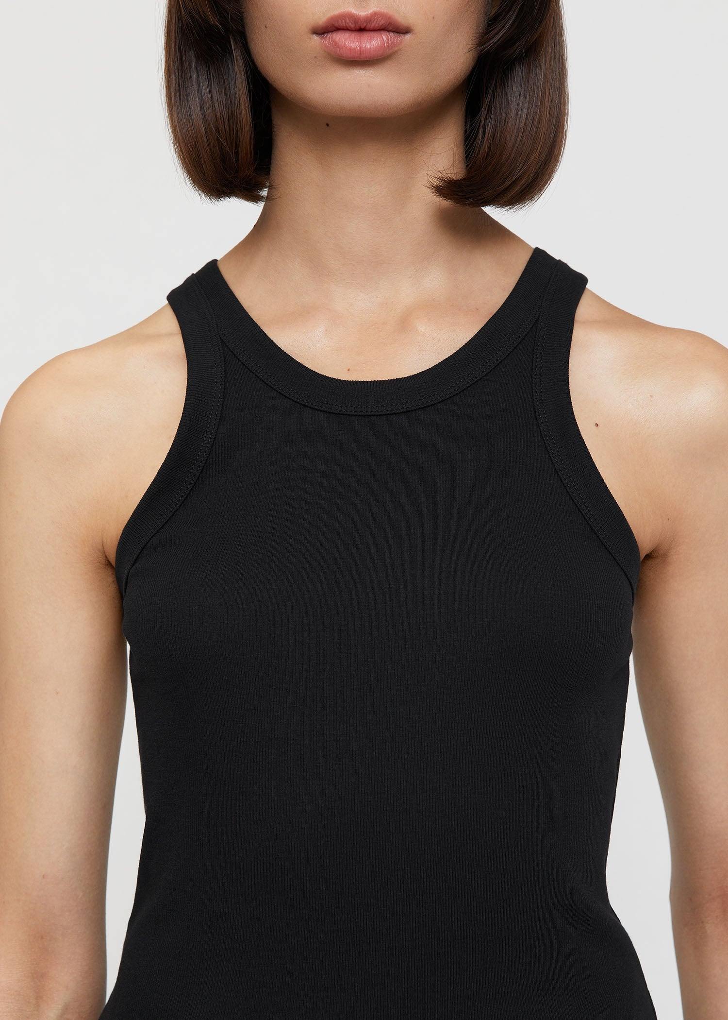 Curved Rib Tank, Black, Tanktop - Lindner Fashion