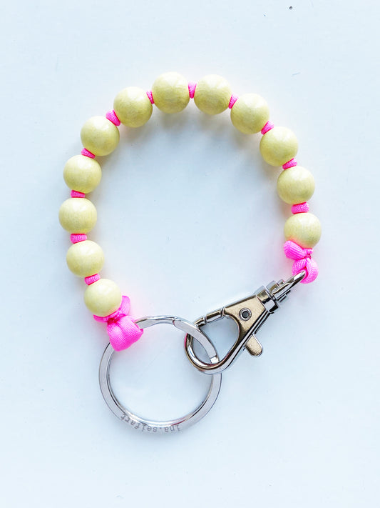Perlen Key-Holder Pastellgelb-Pink