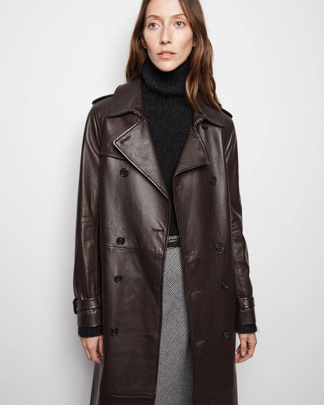 Leather Trench, Brown, Trenchcoat - Lindner Fashion