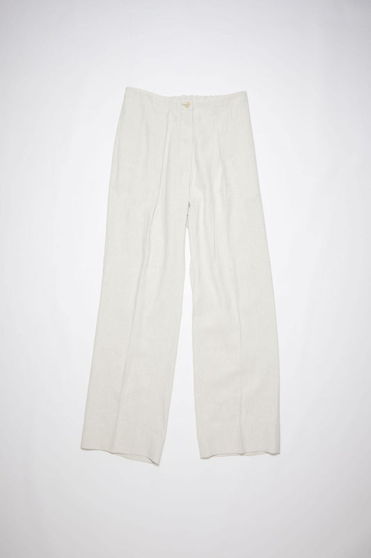 Linen Trousers, Cream White, Pants - Lindner Fashion