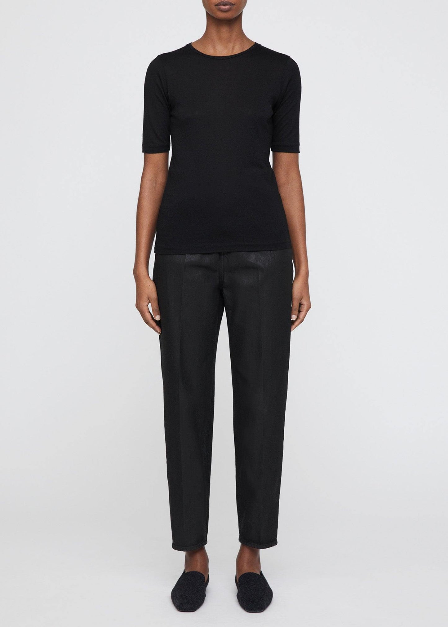 Modal Cashmere Tee, Black, T-Shirt - Lindner Fashion