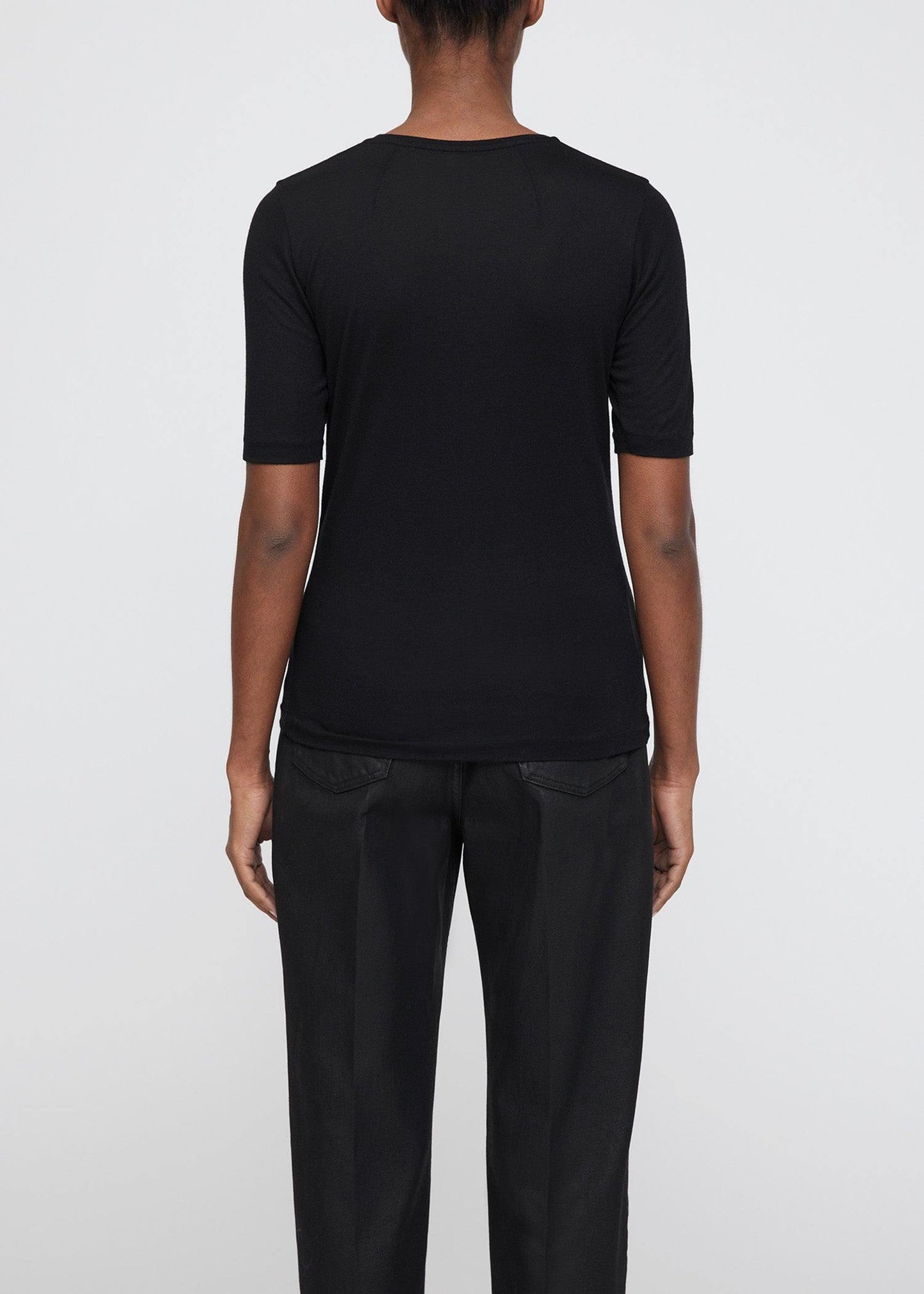 Modal Cashmere Tee, Black, T-Shirt - Lindner Fashion