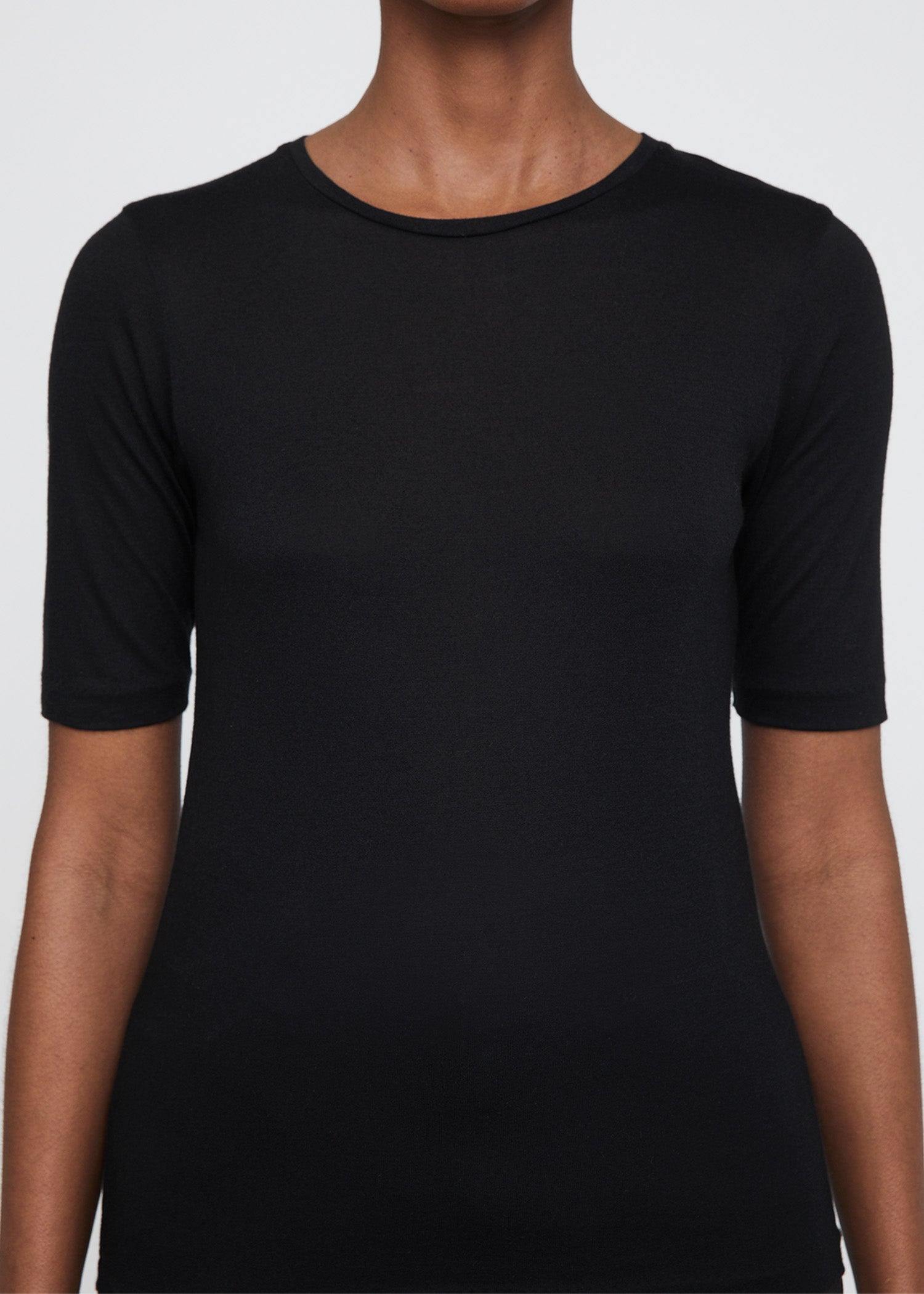 Modal Cashmere Tee, Black, T-Shirt - Lindner Fashion