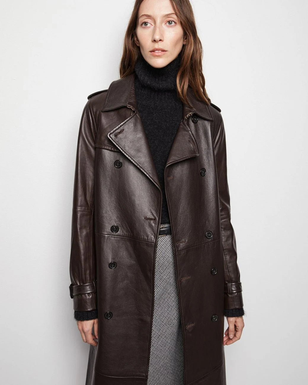 Leather Trench, Brown, Trenchcoat