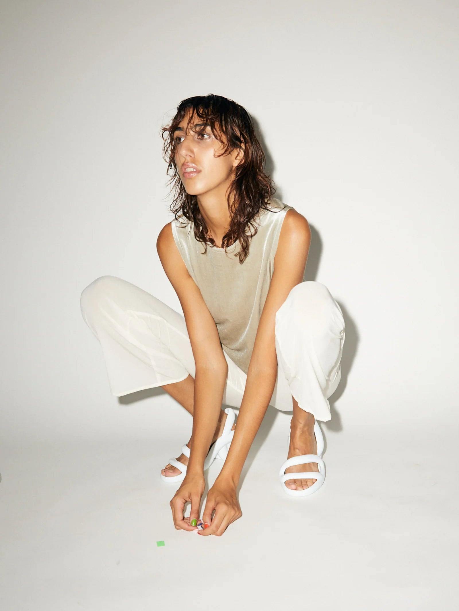 Velvet Top, Taupe, Top - Lindner Fashion